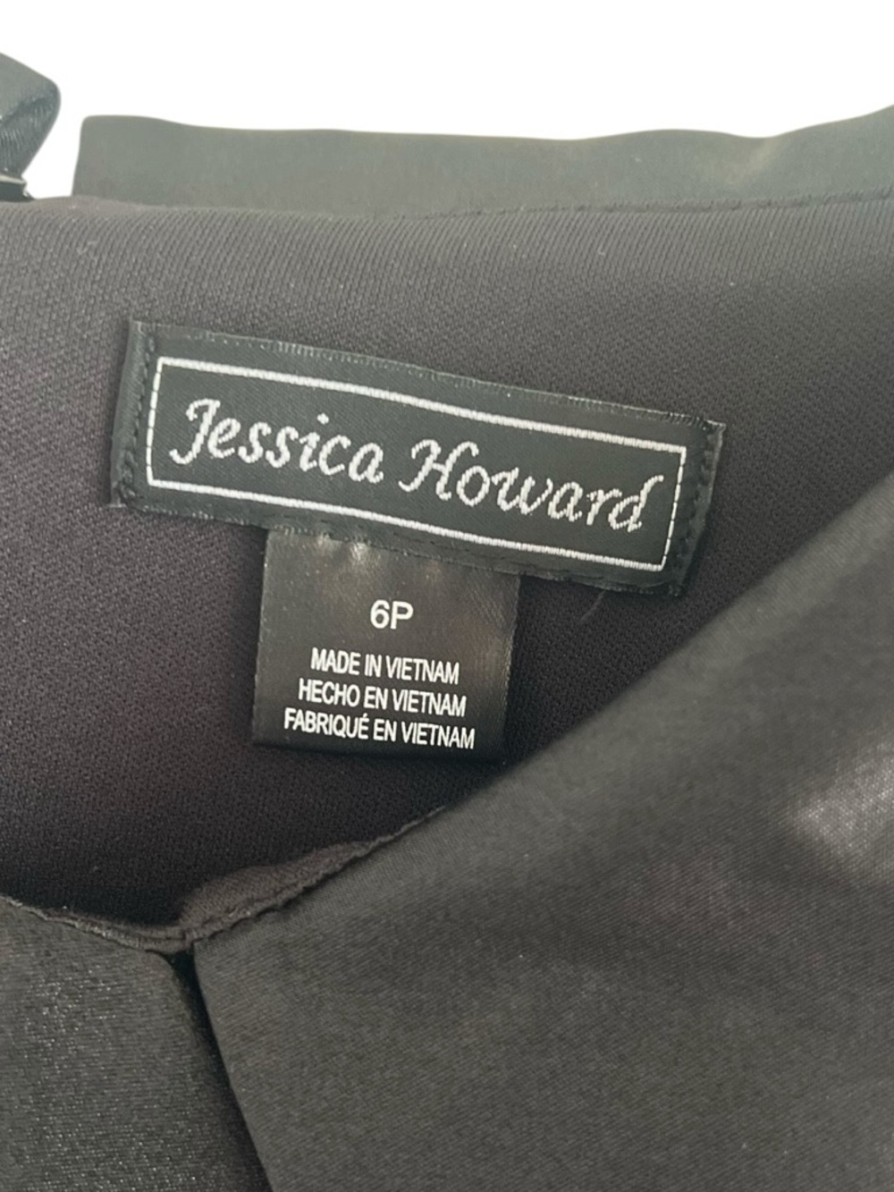 Jessica Howard Black Velvet Boatneck Dress with Draped Front - Picture 4 of 4